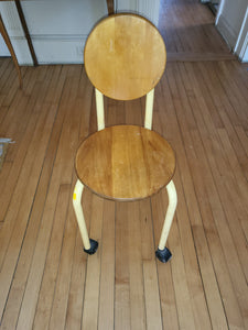 Vintage Wooden Chair On Wheels