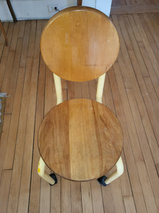 Vintage Wooden Chair On Wheels