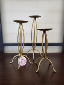 Gold Candle Holders, Set of 3