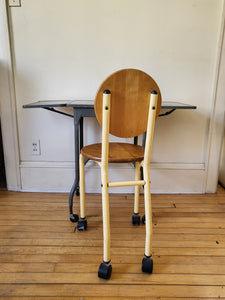 Vintage Wooden Chair On Wheels