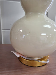 Cream & Gold Table Lamp w/ White Shade