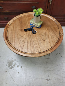 Round Natural Wood Pedestal Coffee Table