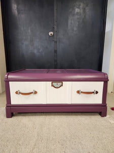 Purple & White Wood Chest Coffee Table