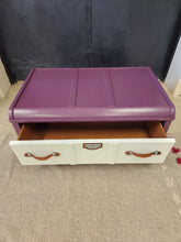 Load image into Gallery viewer, Purple &amp; White Wood Chest Coffee Table

