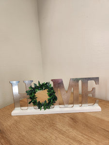 Silver "Home" Wood Sign