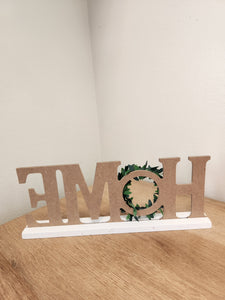 Silver "Home" Wood Sign