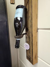 Load image into Gallery viewer, Wood, Metal &amp; Antler Wine Bottle Rack / Holder
