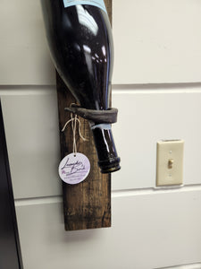 Wood, Metal & Antler Wine Bottle Rack / Holder