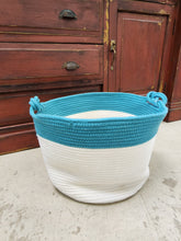 Load image into Gallery viewer, Blue and White Fabric Floor Basket
