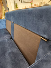 Load image into Gallery viewer, Blue Velvet Loveseat w/ Throw Pillows
