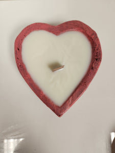 Scented Candle in Heart-Shaped Wood Bowl