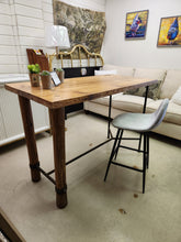 Load image into Gallery viewer, Handmade Industrial Wood And Metal Bar Table
