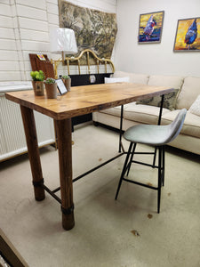 Handmade Industrial Wood And Metal Bar Table