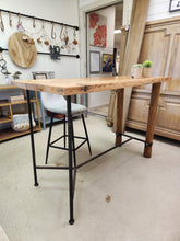 Load image into Gallery viewer, Handmade Industrial Wood And Metal Bar Table
