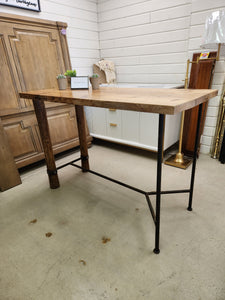 Handmade Industrial Wood And Metal Bar Table