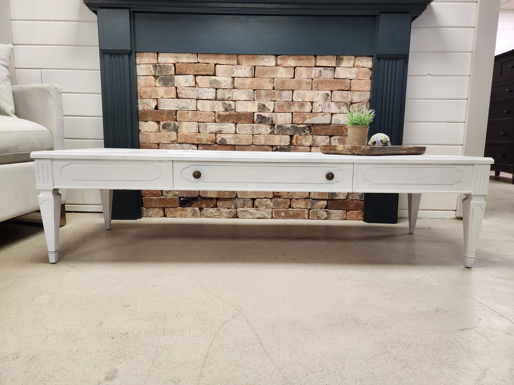 White Wooden Rectangular Coffee Table