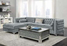 Load image into Gallery viewer, Silver Velvet Sectional w/ Storage Chaise
