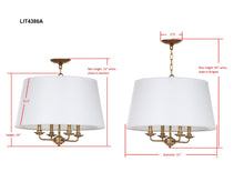 Load image into Gallery viewer, 4-Light Brass Light Fixture/Chandelier w/ White Shade
