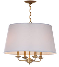 Load image into Gallery viewer, 4-Light Brass Light Fixture/Chandelier w/ White Shade
