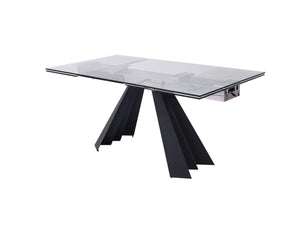 Chicago Extendable Glass and Metal Dining Table