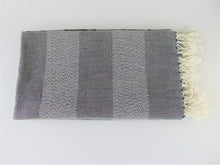 Load image into Gallery viewer, Gray Striped Turkish Bath Towel

