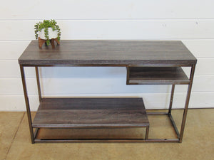 Gray Wood & Metal Sofa Table