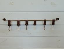 Load image into Gallery viewer, Metal &amp; Leather Wall Hook W/ 6 Hooks
