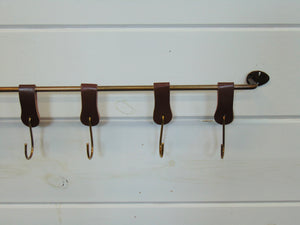 Metal & Leather Wall Hook W/ 6 Hooks