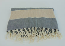 Load image into Gallery viewer, Gray &amp; Peach Turkish Bath Towel
