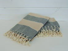 Load image into Gallery viewer, Gray &amp; Peach Turkish Bath Towel
