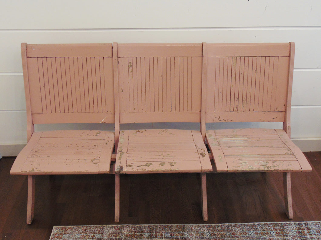 Pink Vintage Wooden Folding Bench
