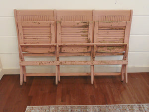 Pink Vintage Wooden Folding Bench