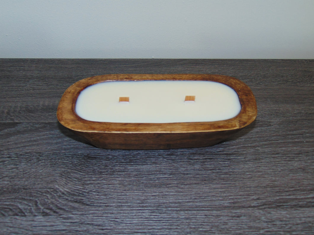 Scented Candle In Wood Bowl