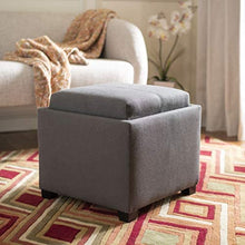 Load image into Gallery viewer, Fabric Storage Ottoman w/ Removable Tray
