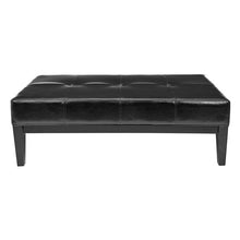 Load image into Gallery viewer, Black Leather Fulton Cocktail Ottoman
