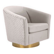 Load image into Gallery viewer, Cream &amp; Gold Swivel Barrel Chair

