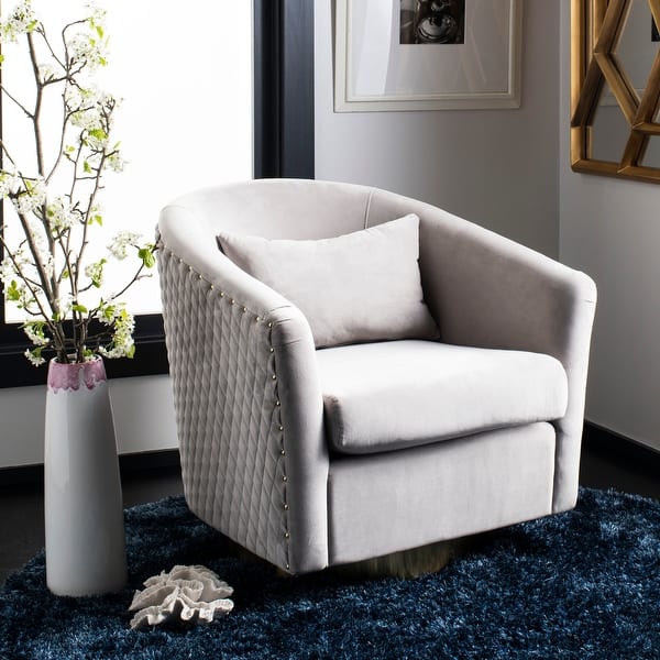 Cream & Gold Swivel Barrel Chair