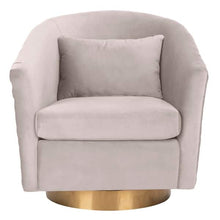 Load image into Gallery viewer, Cream &amp; Gold Swivel Barrel Chair
