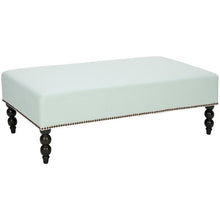 Load image into Gallery viewer, Paris Robins Egg Blue Nailhead Cotton Ottoman
