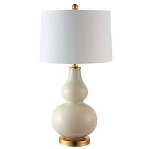 Cream & Gold Table Lamp w/ White Shade