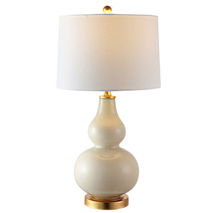Cream & Gold Table Lamp w/ White Shade
