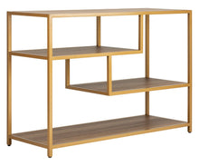 Load image into Gallery viewer, Reese Geometric Gold and Walnut Console/Sofa Table
