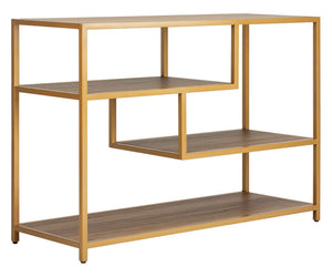 Reese Geometric Gold and Walnut Console/Sofa Table