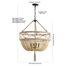 Load image into Gallery viewer, Whitley Adjustable 4-light LED Beige Beaded Chandelier
