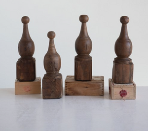 Hand-Carved Reclaimed Wood Finials
