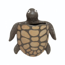Load image into Gallery viewer, Brown Stoneware Turtle Wall Planter/Vase
