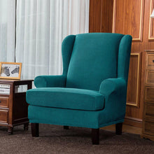 Load image into Gallery viewer, Blue Wingback Chair 2 Piece Slipcover
