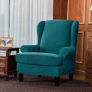 Blue Wingback Chair 2 Piece Slipcover