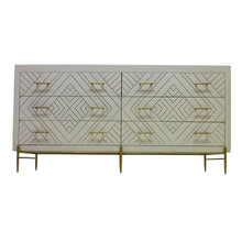 Load image into Gallery viewer, Wilbraham White &amp; Gold 6 Drawer 72&quot; W Solid Wood Double Dresser
