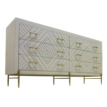 Load image into Gallery viewer, Wilbraham White &amp; Gold 6 Drawer 72&quot; W Solid Wood Double Dresser

